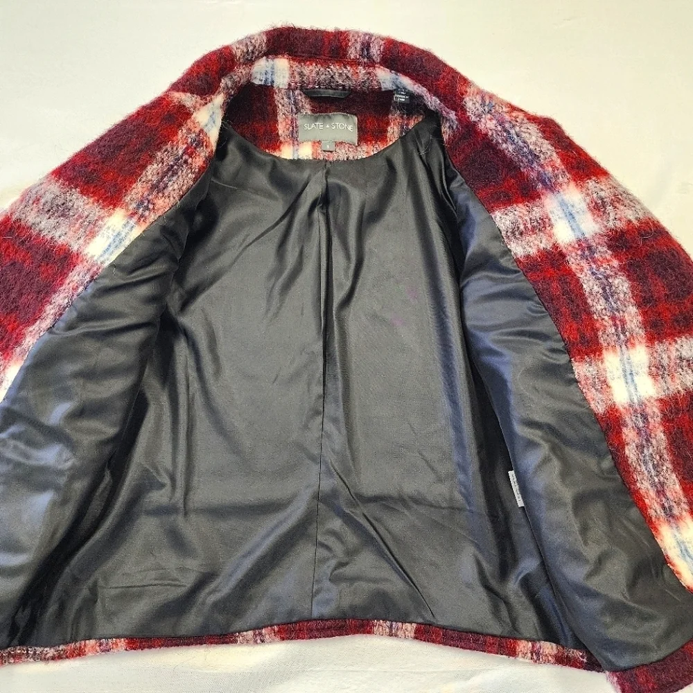 Slate & Stone Women's Plaid Wool-l Blend Biker Jacket, size Small